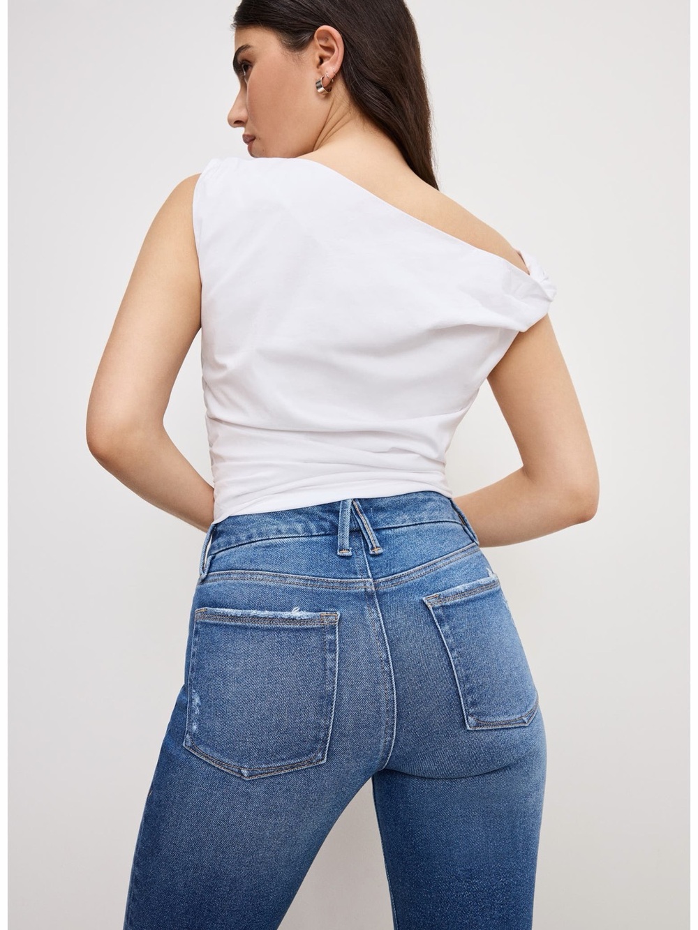 Good American Good Petite Distressed Crop Straight Leg Jeans NWT 4/27P - Picture 3 of 8